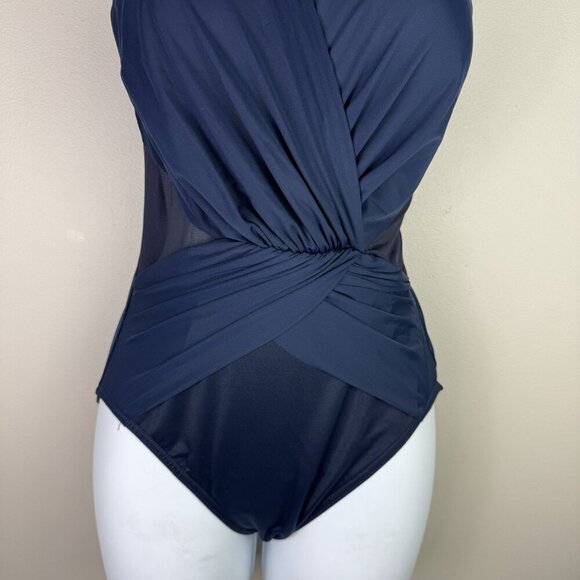 Miraclesuit Palma One Piece Swimsuit Midnight Blue Size 8 Slimming Shaping Suit - Picture 7 of 9
